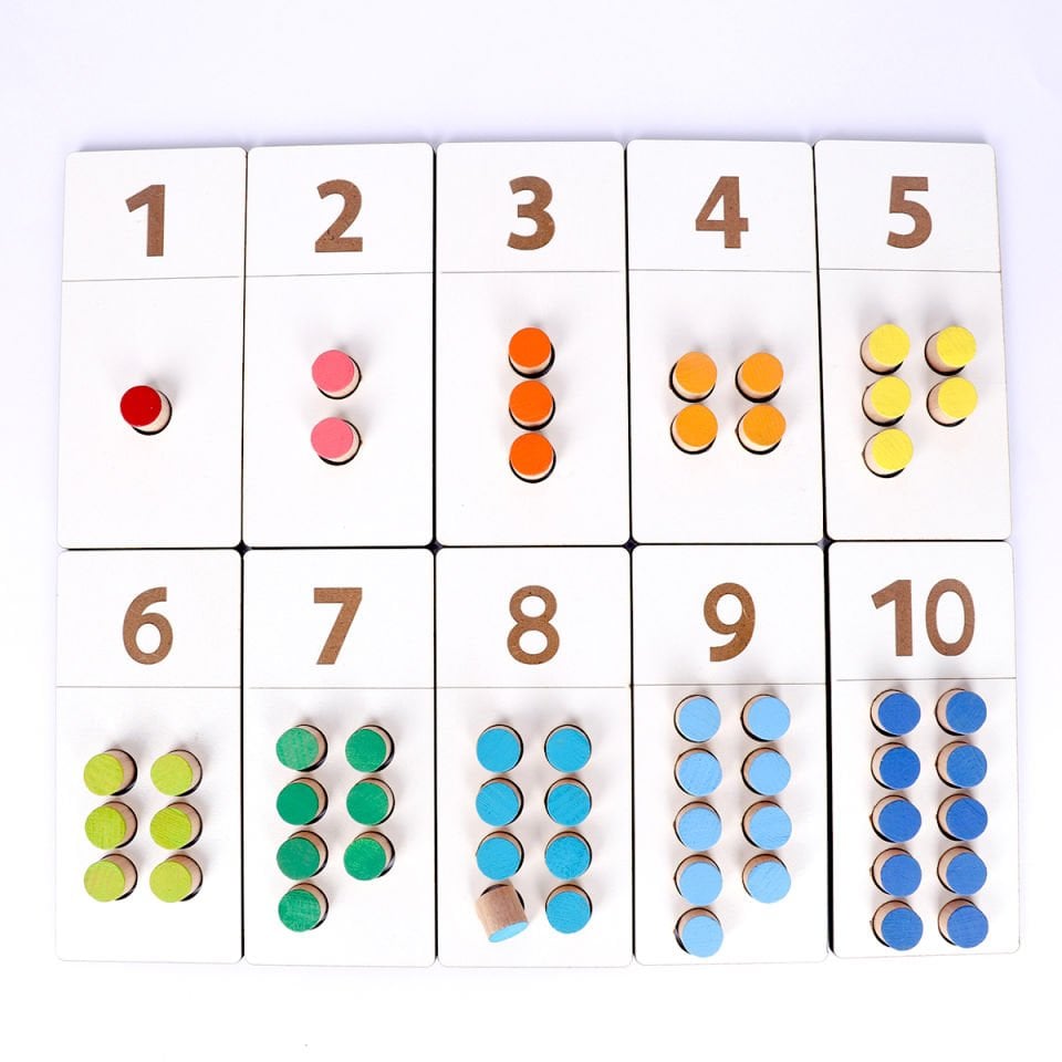 Montessori Waldorf Sayma İzleme Tahtaları & Ahşap 1-10 arası Matematik Sayı Tepsileri