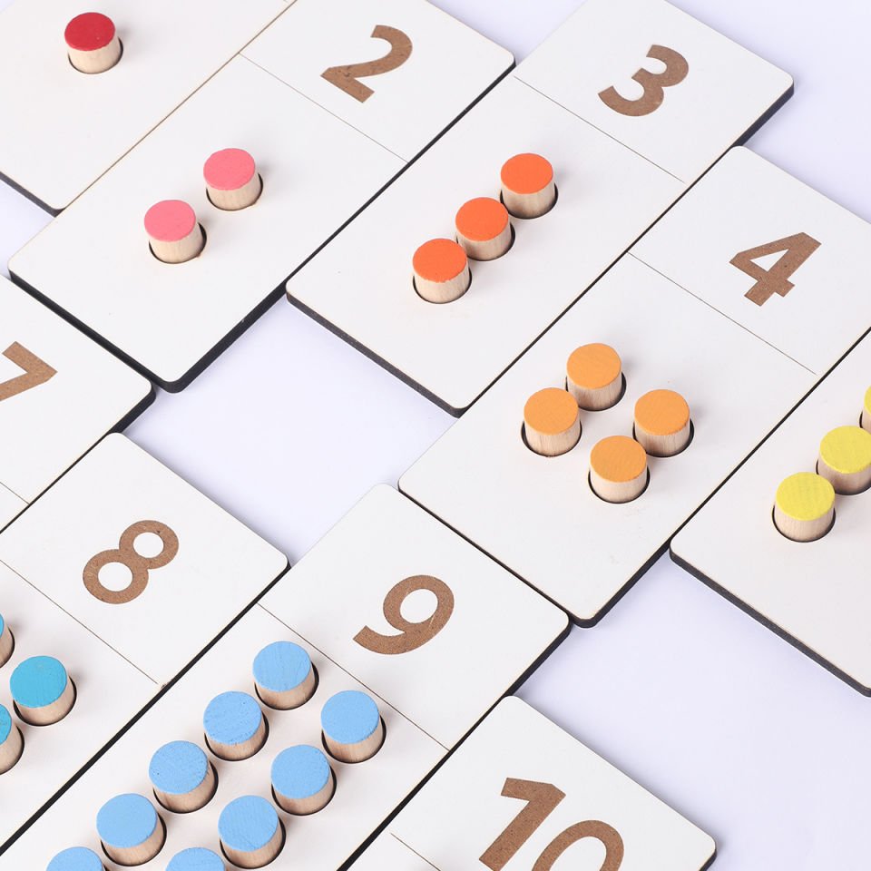 Montessori Waldorf Sayma İzleme Tahtaları & Ahşap 1-10 arası Matematik Sayı Tepsileri