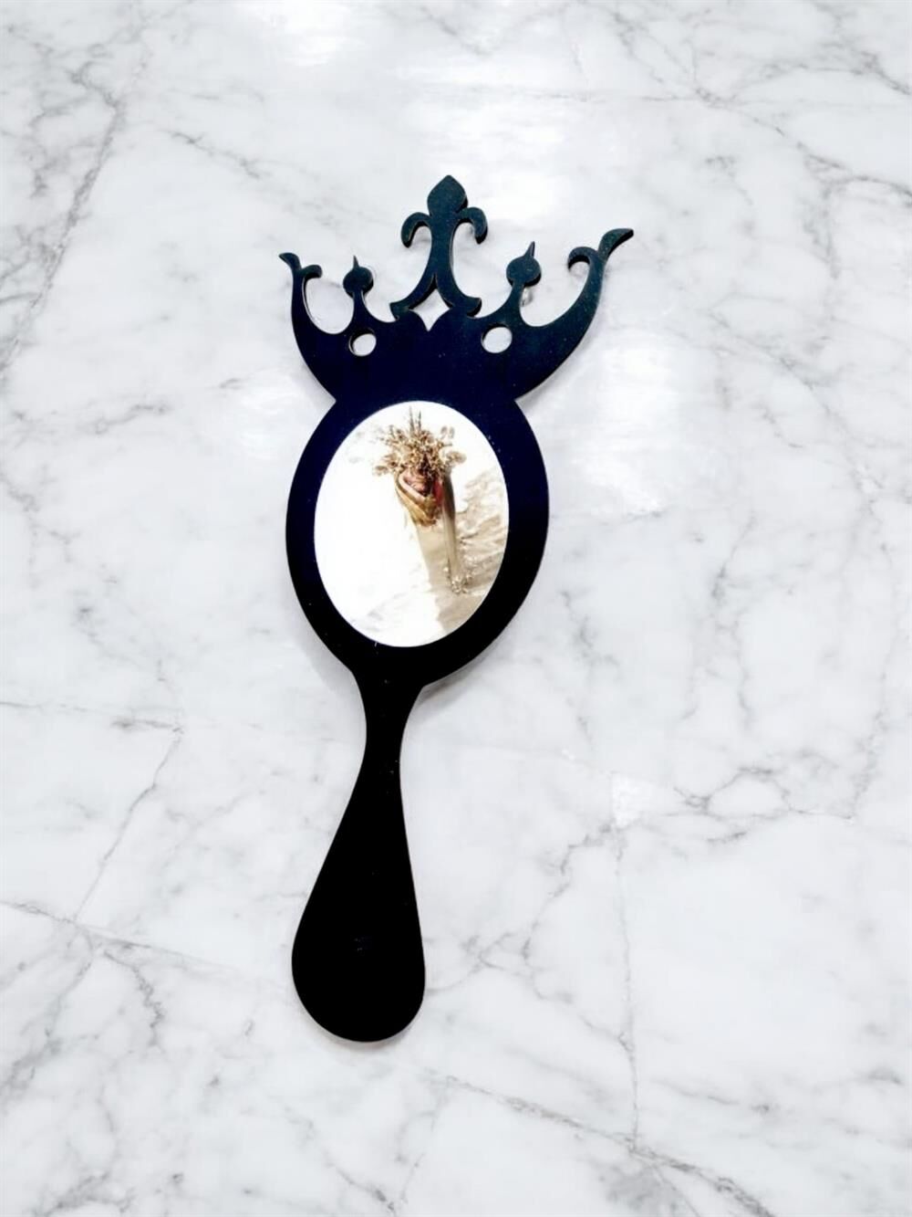 Mdf Taç Detay El Aynası-Kırmızı-Siyah