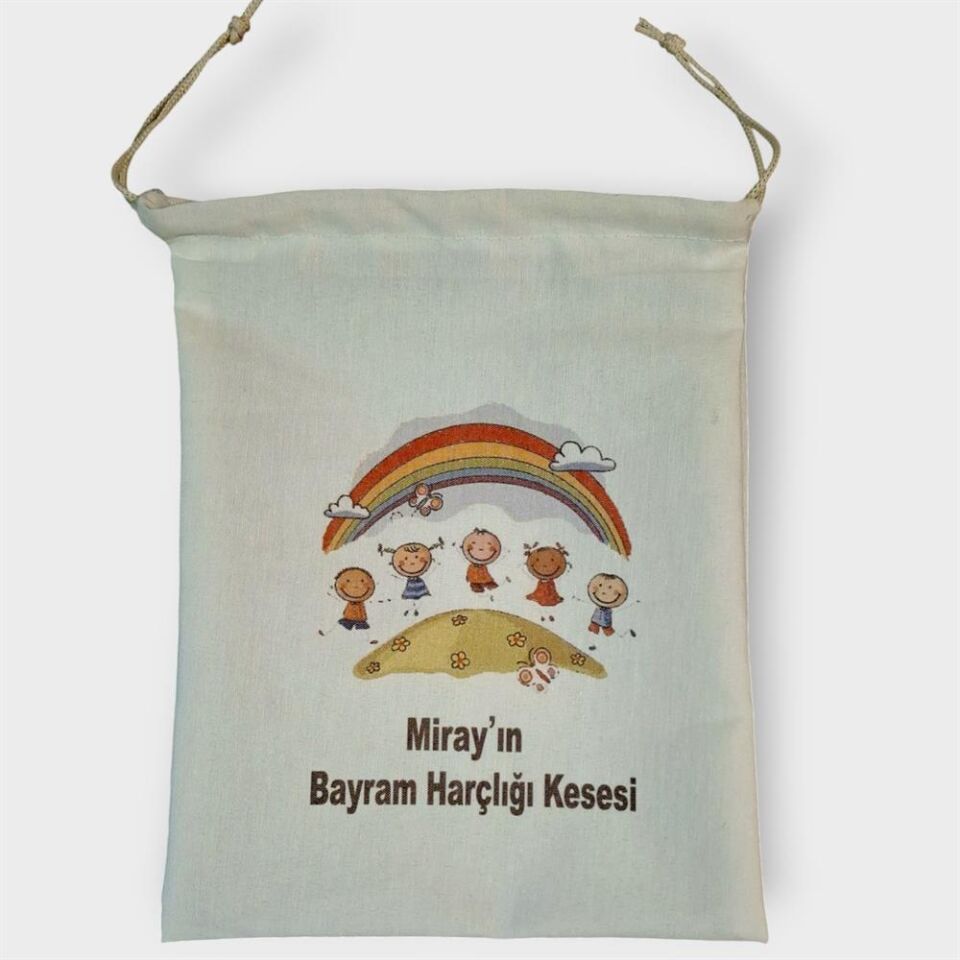 İsme Özel Çocuklar İçin Bayram Harçlık Kesesi, Bayram Şekeri Kesesi - Model 04-15,5X20cm