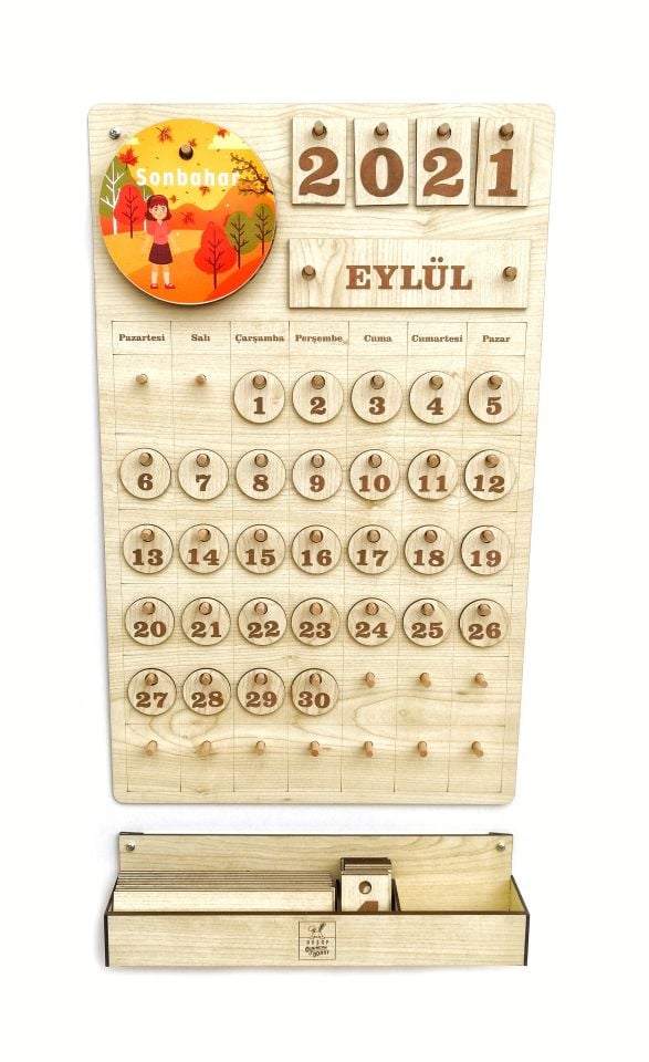 Türkçe Montessori Takvimi, Yeni Yürümeye Başlayan Çocuklar İçin Ahşap Takvim, Çocuklar İçin Hediyeler, Sınıf Takvimi