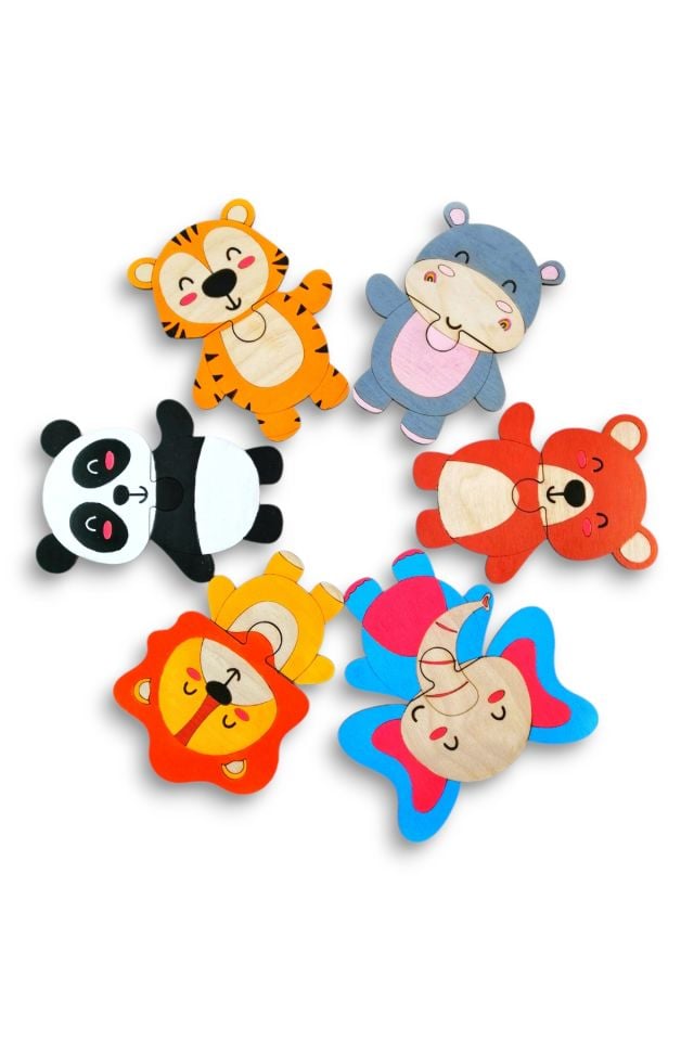 Montessori Ahşap Eğitici Puzzle, Orman Hayvanları Bebek Puzzle, Eğitici Bebek Puzzle