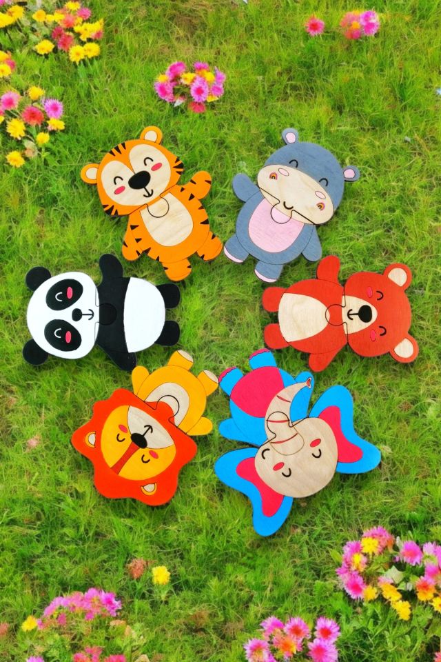 Montessori Ahşap Eğitici Puzzle, Orman Hayvanları Bebek Puzzle, Eğitici Bebek Puzzle