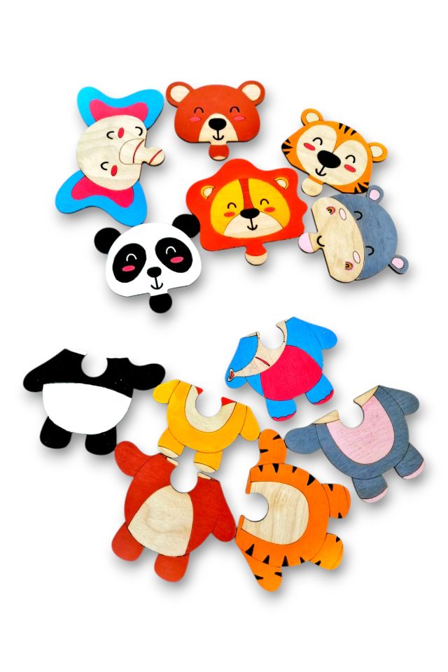 Montessori Ahşap Eğitici Puzzle, Orman Hayvanları Bebek Puzzle, Eğitici Bebek Puzzle