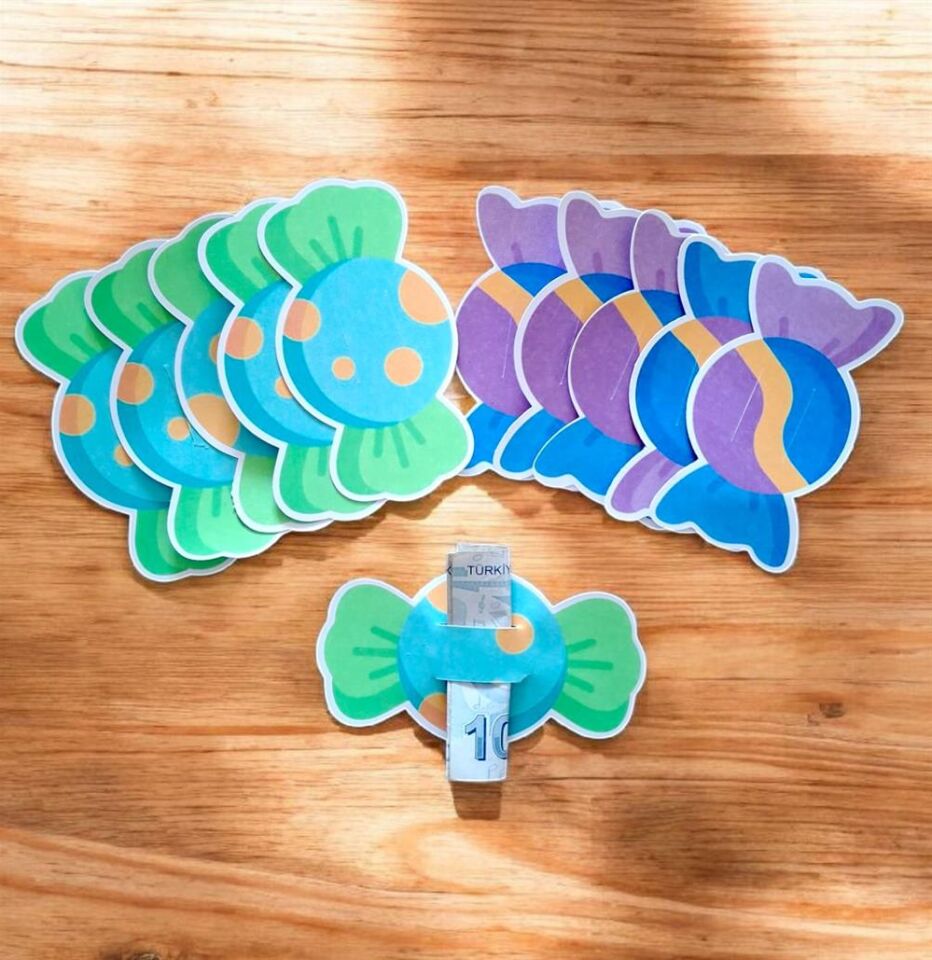 CBT İki Renkli Şeker Bayram Harçlık Kartı 10 Adet