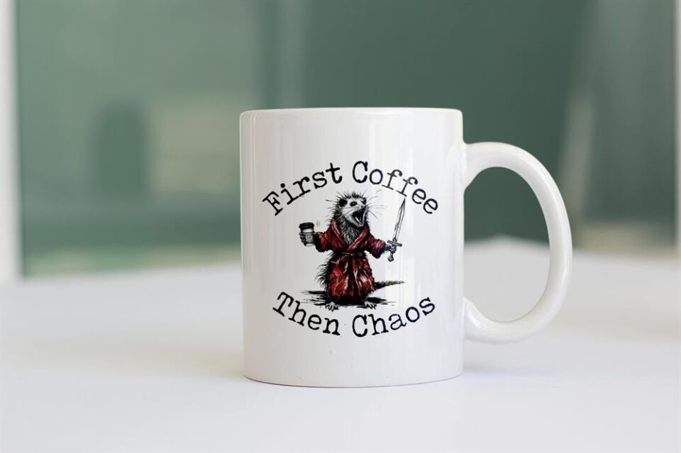 CBT first coffe then choas baskılı kupa