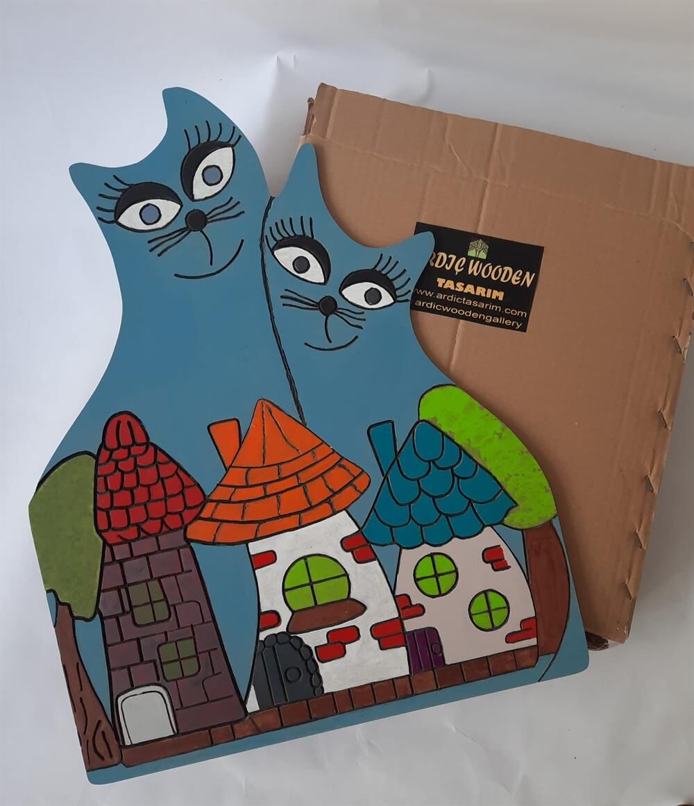 Kedi ve Evler 27 Parça Ahşap Boyama Seti