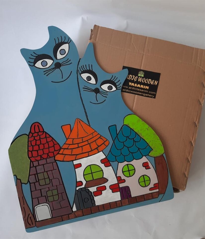 Kedi ve Evler 27 Parça Ahşap Boyama Seti