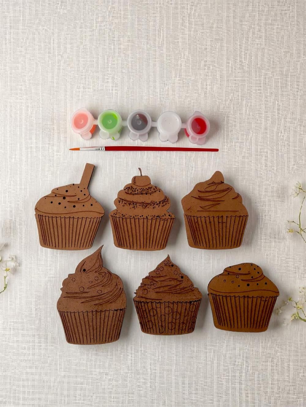 Ahşap Cupcake Boyama Seti 11 Parça