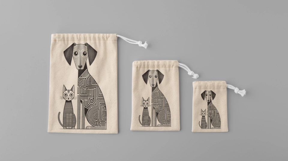 3 Boy Kedi Köpek Baskılı Aksesuar Kesesi