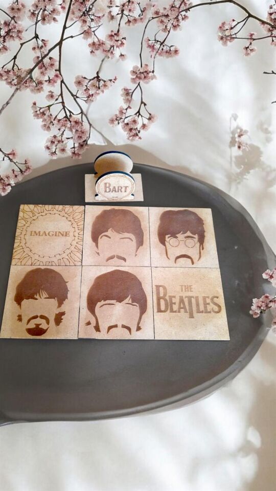 The Beatles detaylı 6 lı bardak altlığı