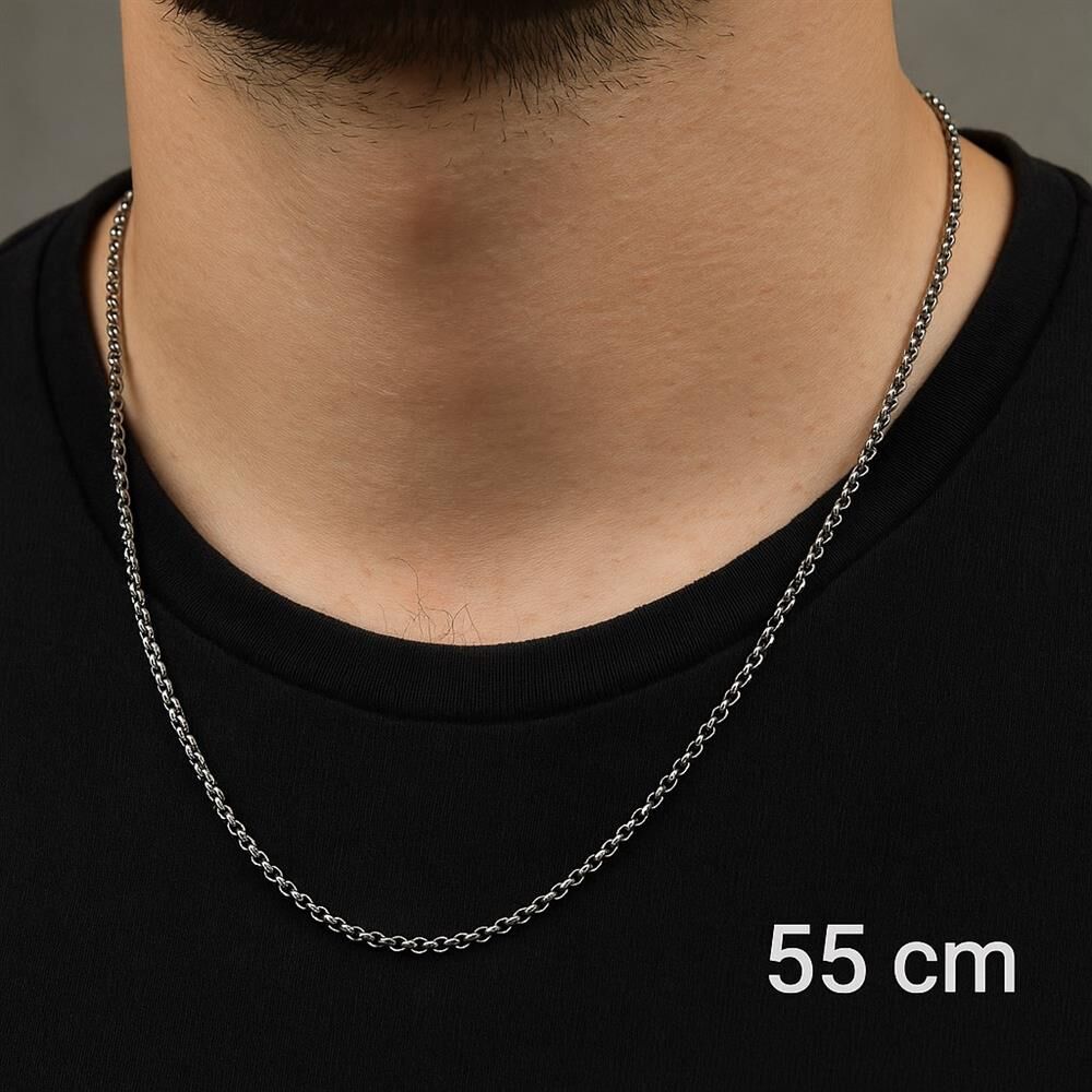 Gümüş Renk İnce Doc Unisex Çelik Kolye