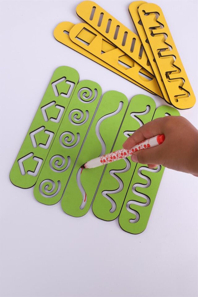 Montessori çizim seti, Ahşap Eğitici çizgi çalışmaları, Okul Öncesi Eğitim Seti