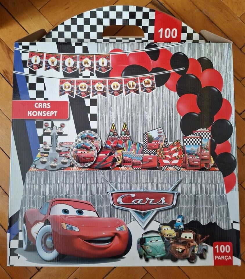 100 Parça Araba Konsept Doğum Günü Süsü