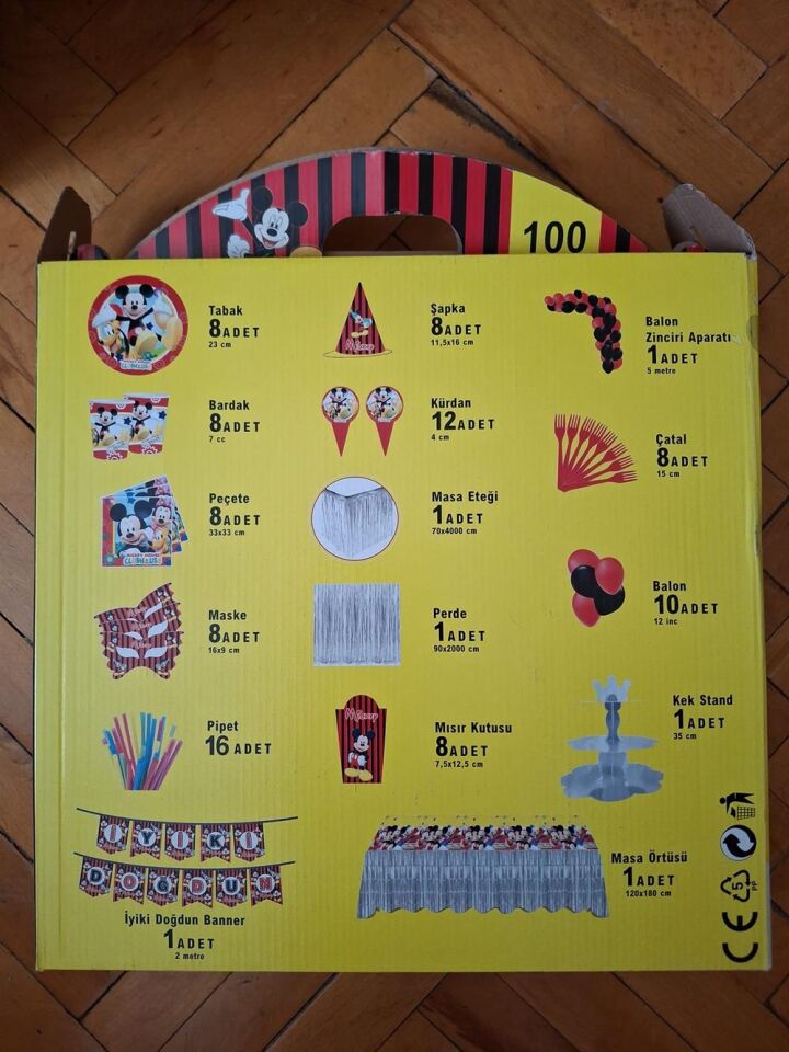 100 Parça Mickey Mause Konsept Doğum Günü Süsü