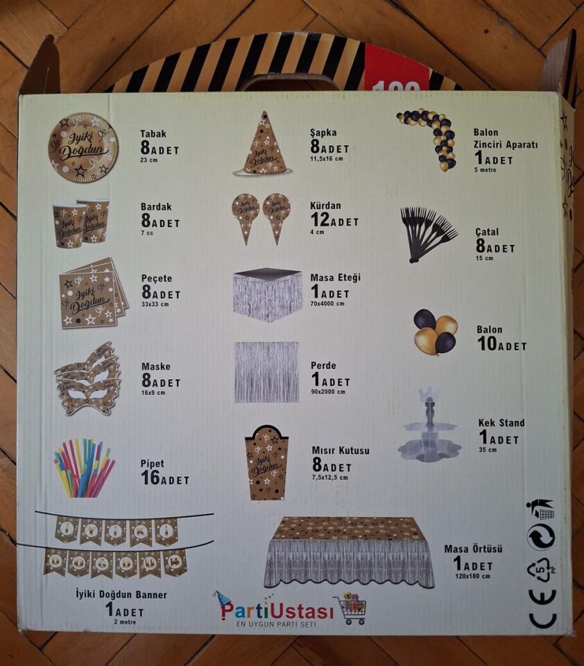100 Parça Gold Konsept Doğum Günü Süsü