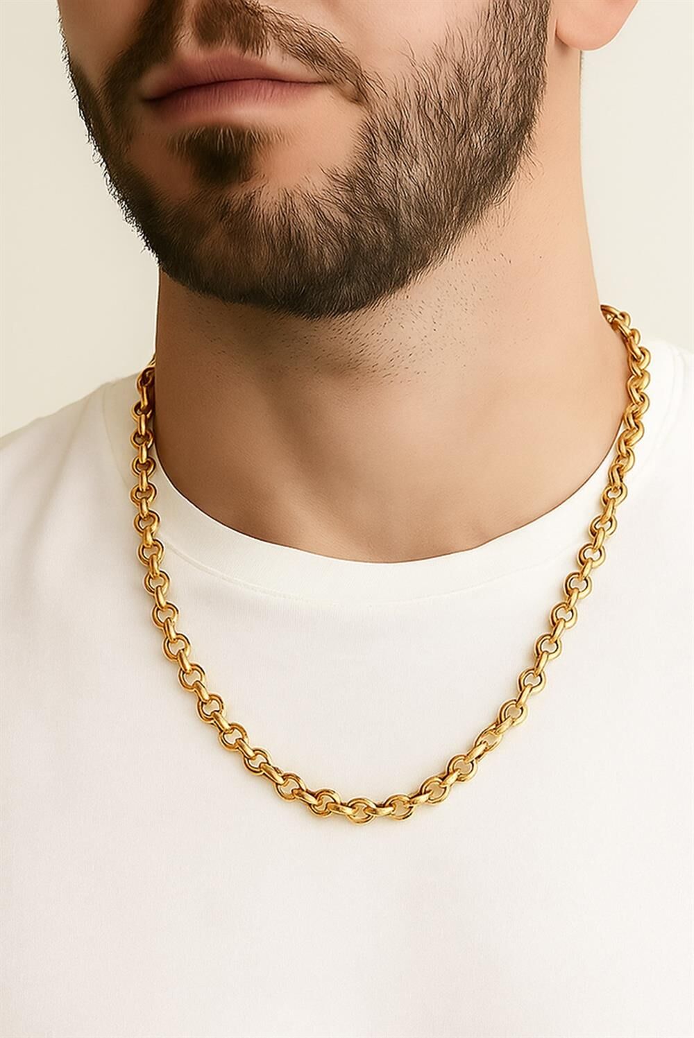 Altın Renk Doc Model Zincir 55 Cm Unisex Çelik Kolye