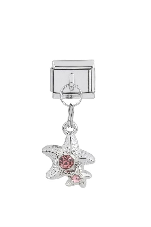 GÜMÜŞ TAŞLI DENİZ YILDIZLARI ÇELİK CHARM