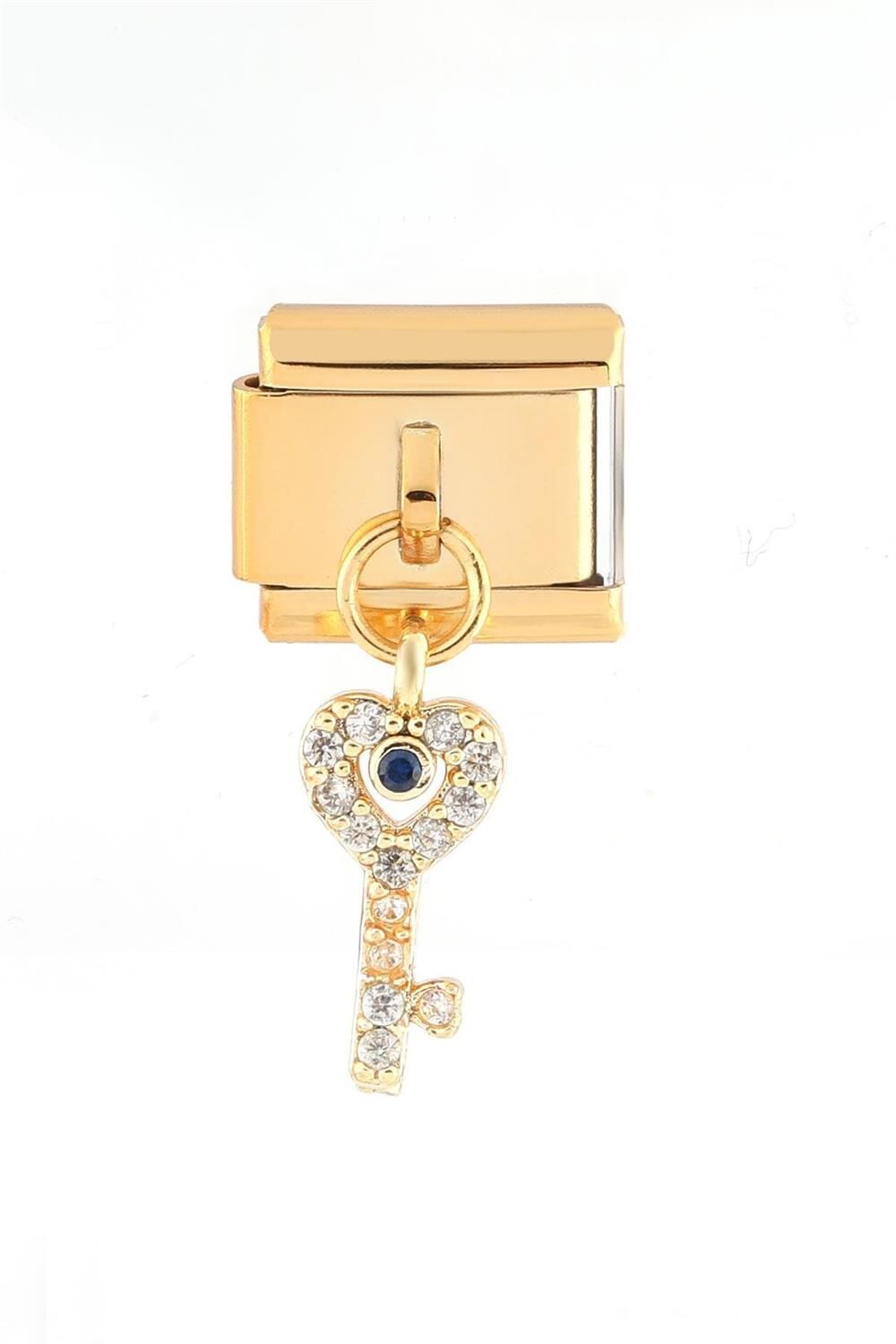 GOLD TAŞLI ANAHTAR ÇELİK CHARM