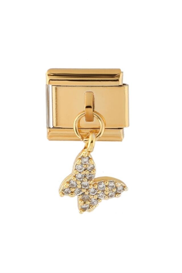 GOLD TAŞLI KELEBEK ÇELİK CHARM