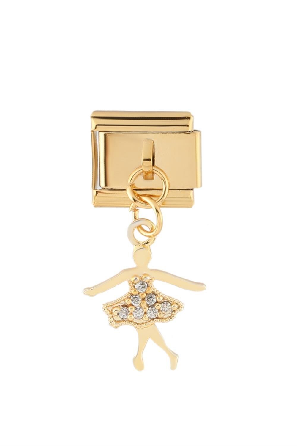 GOLD TAŞLI BALERİN ÇELİK CHARM