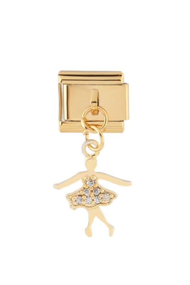 GOLD TAŞLI BALERİN ÇELİK CHARM