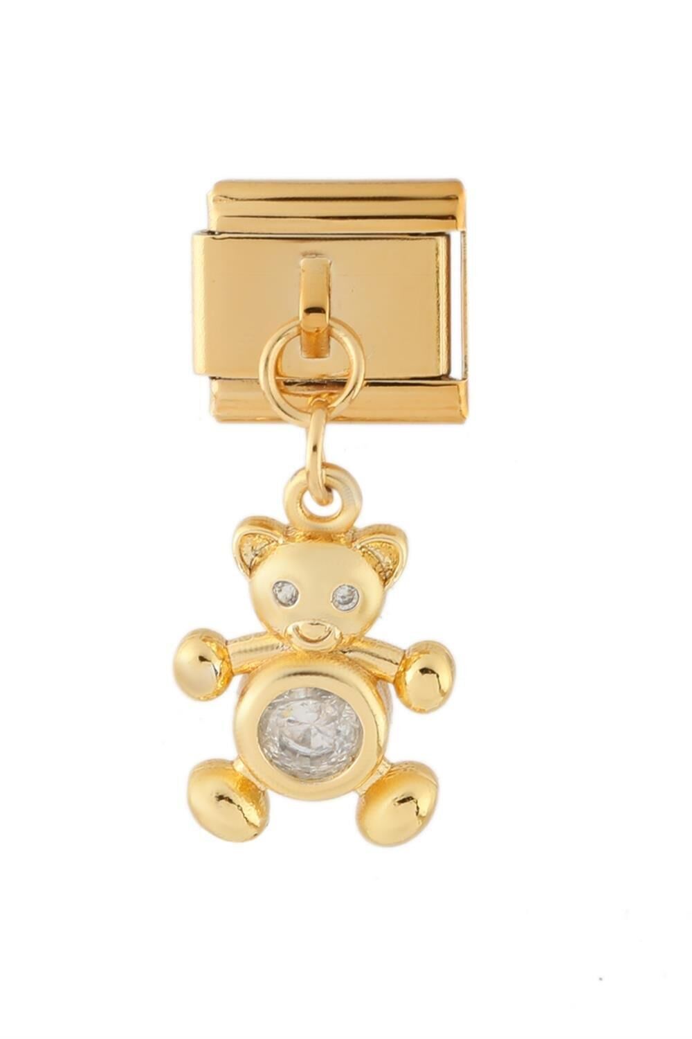 GOLD TAŞLI AYICIK ÇELİK CHARM