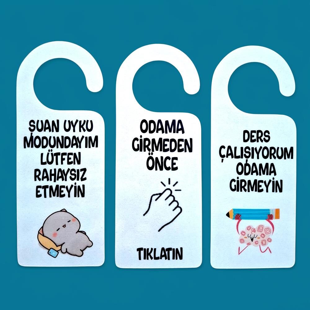 3 ADET EĞLENCELİ ODA KAPISI DND KARTLARI